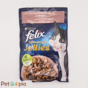 پوچ گربه فلیکس Felix Sensations سری Jellies با طعم سالمون و میگو