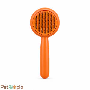بسته‌بندی برس تخلیه دار سگ و گربه دکمه‌ای پت‌اوپیا مدل Animal Comb نارنجی